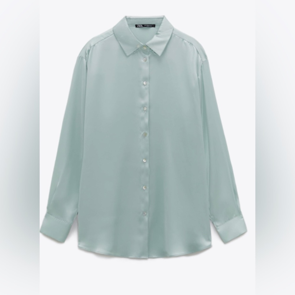 Zara Satin Long Sleeve Top (Medium)